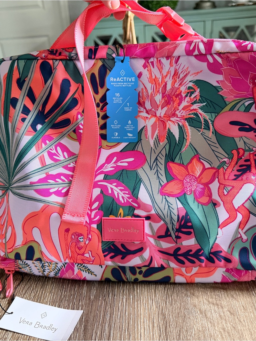 Vera Bradley Coral Pink Tropical Floral Travel Seat Organizer